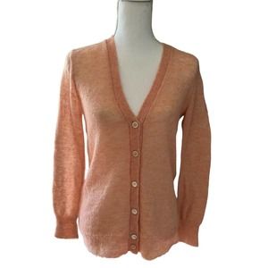 J. Crew Pale Orange Mohair Button Front Lightweight Boyfriend Sweater Size XXS